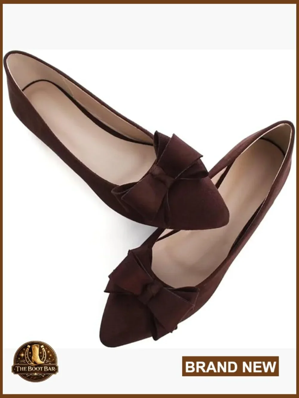 Pointed Toe Ballet Flats with Bow Knot, Slip-On Loafers for Business Casual Wear